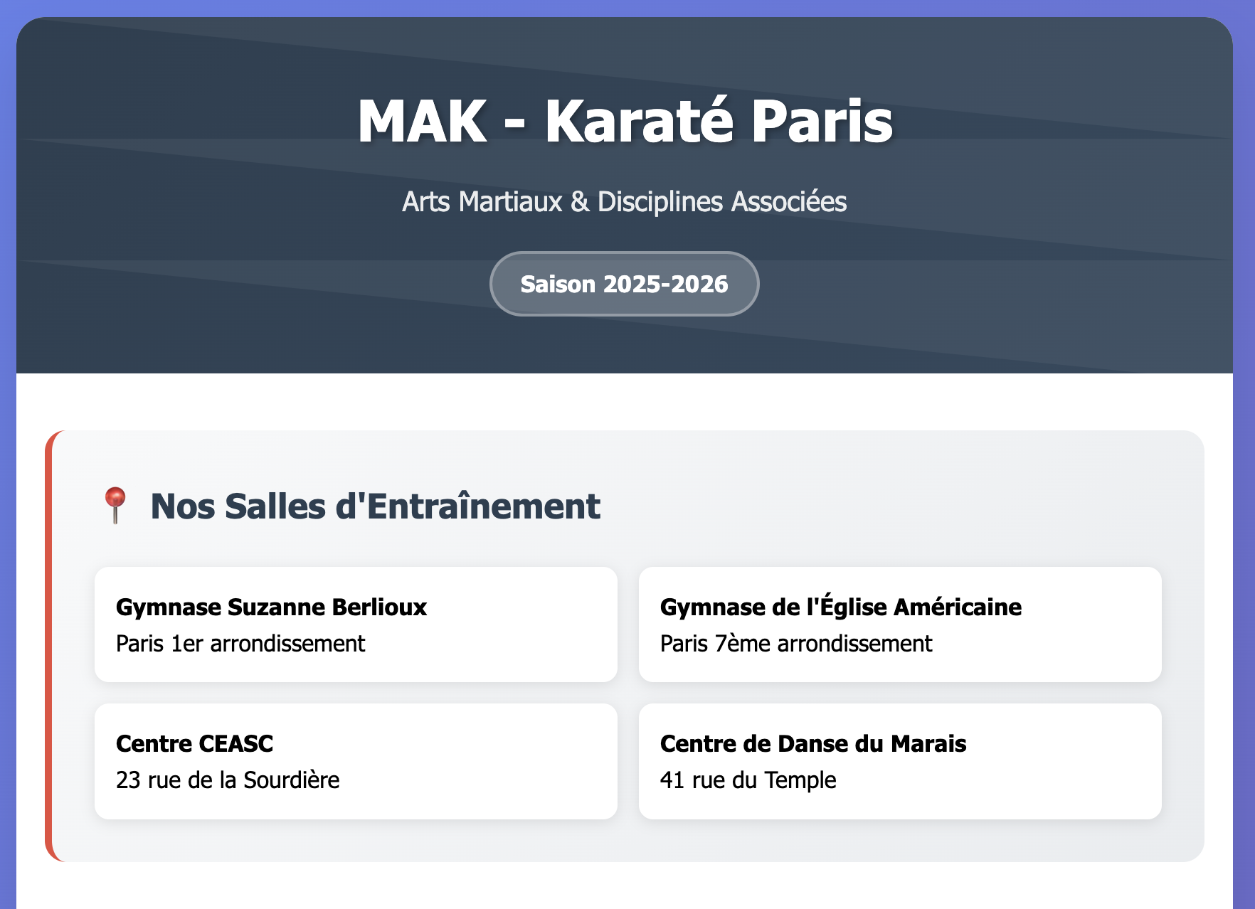 Tarifs - club de karaté paris MAK